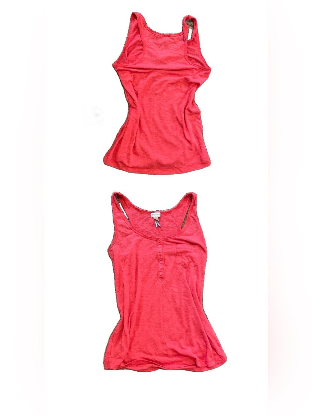 Dynamite Coral Pink Henley Tank Top